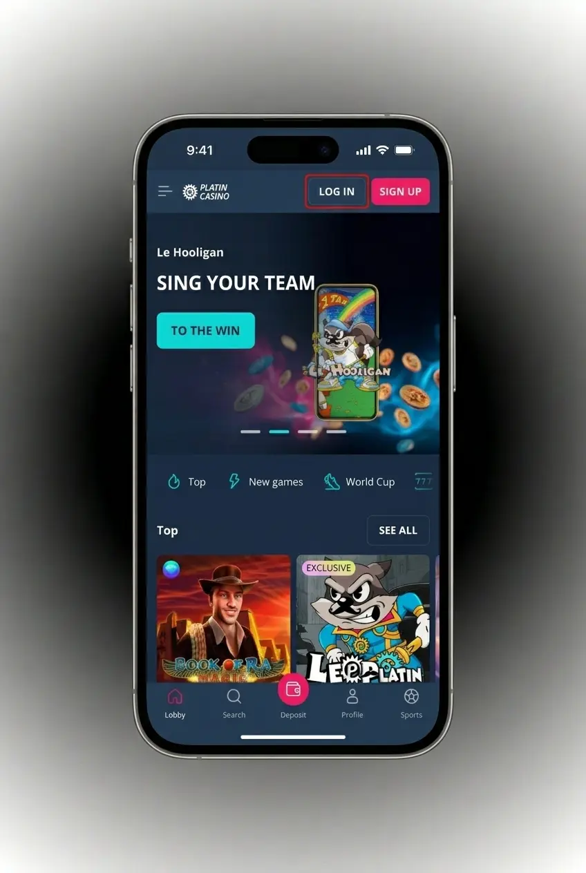 Guía de inicio de sesión en PlatinCasino con pasos para acceder desde web o app móvil
