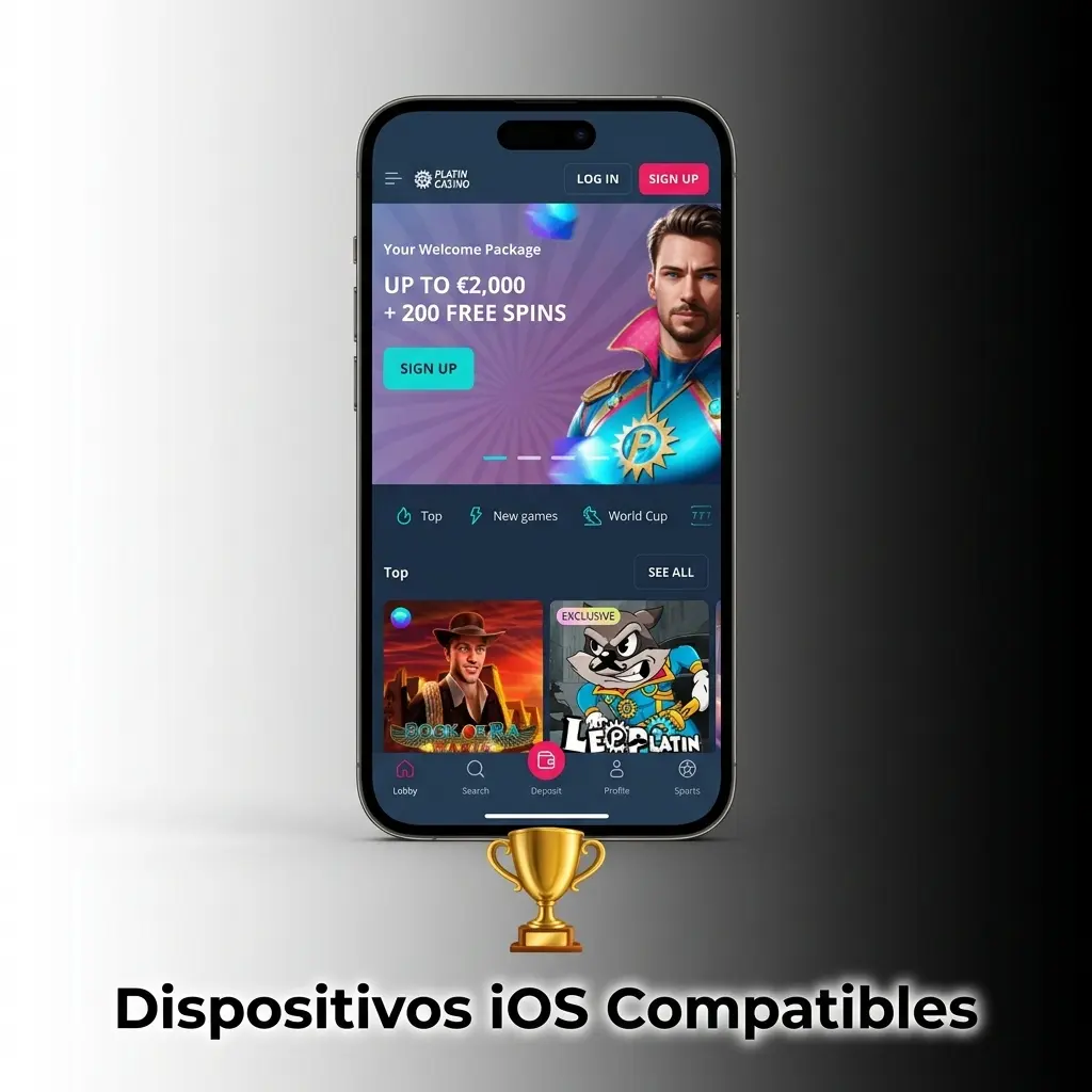 Dispositivos iOS compatibles con la app de PlatinCasino: iPhones X al 15 y iPads con iOS 13.0 o superior